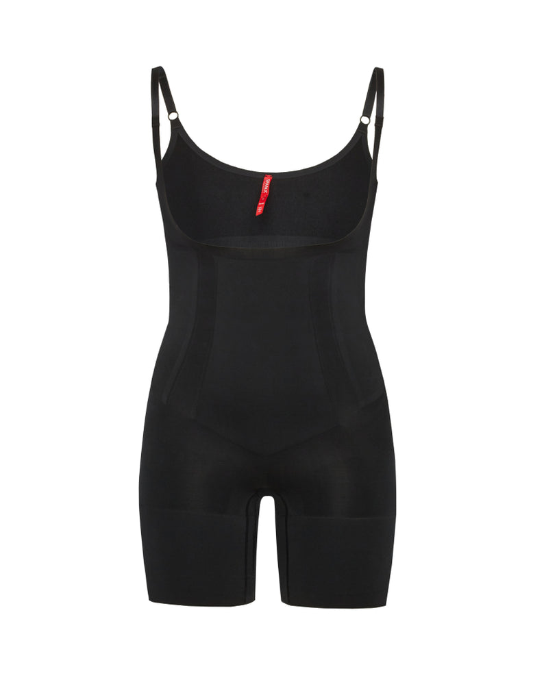 ONCORE OPEN-BUST MID-THIGH BODYSUIT - BLACK