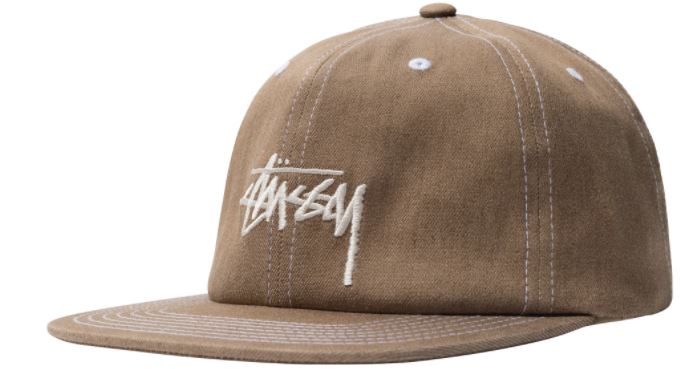 STUSSY DENIM STOCK STRAPBACK CAP- BROWN