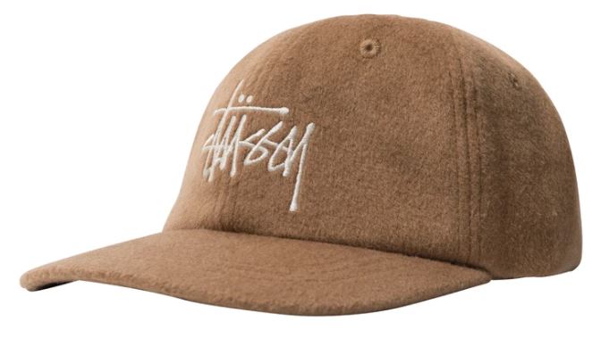 STUSSY FUZZY WOOL BIG LOGO LOW PRO- CAMEL