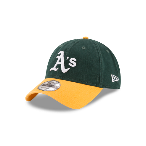 OAKLAND ATHLETICS CORE CLASSIC HOME 9TWENTY ADJUSTABLE NEW ERA HAT - GREEN/YELLOW