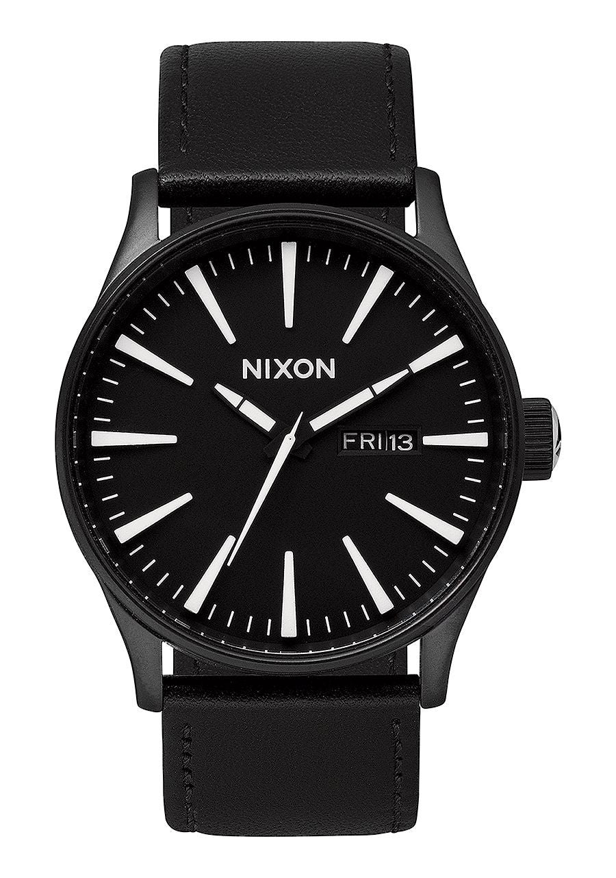 SENTRY LEATHER 42MM BLACK/WHITE - COSMOTOG