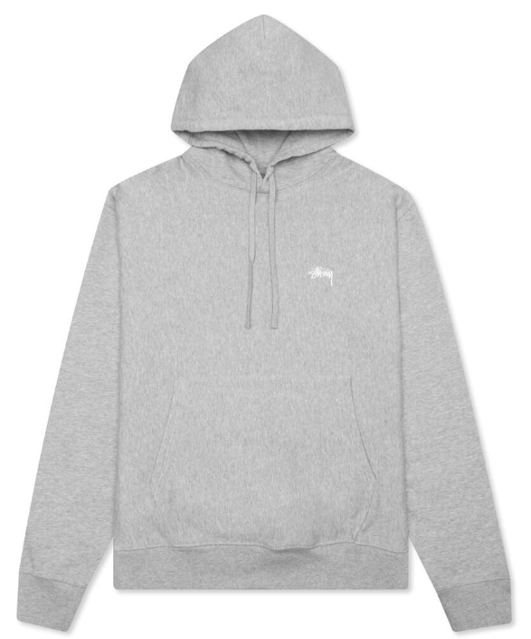 STUSSY STOCK LOGO HOODIE- GREY HEATHER