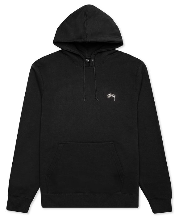 STUSSY STOCK LOGO HOODIE- BLACK