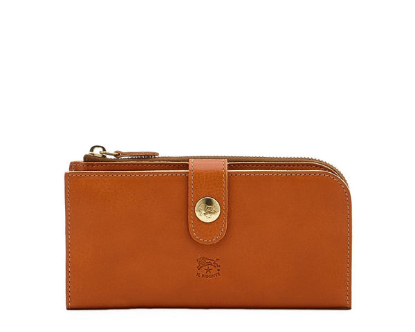 Women's Continental Wallet in Cowhide Double Leather - Caramel