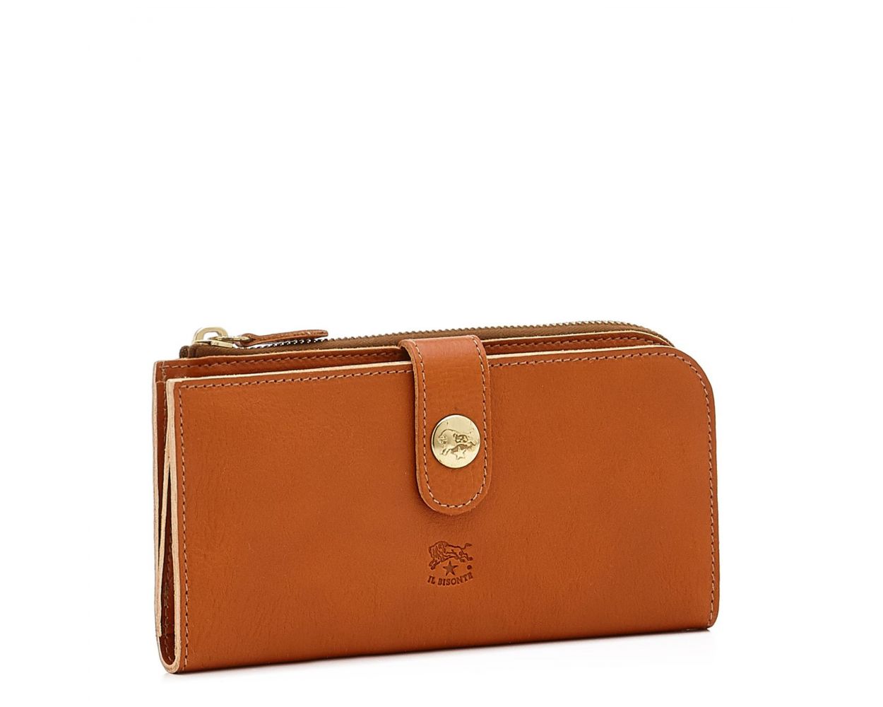 Women's Continental Wallet in Cowhide Double Leather - Caramel