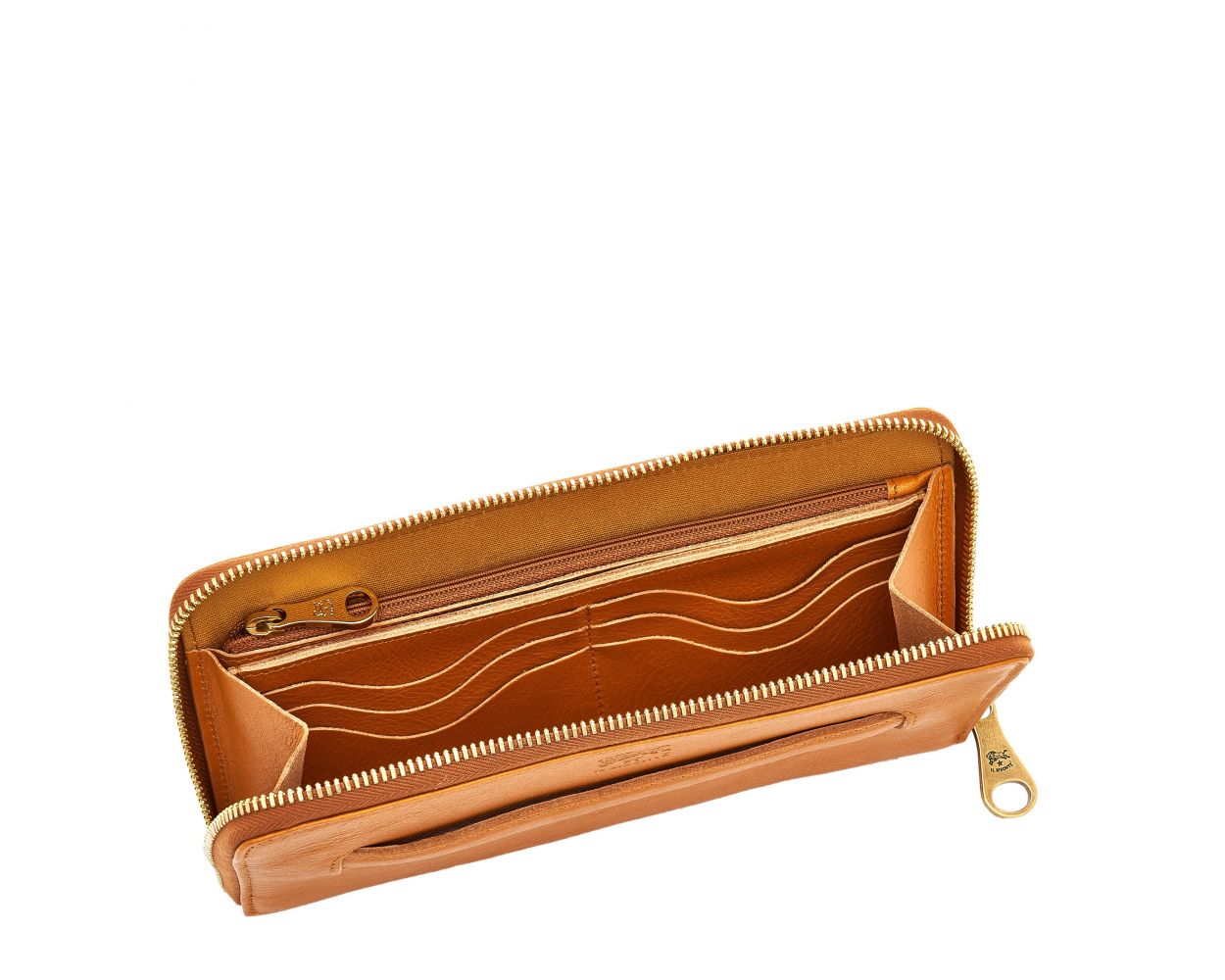 Women's Zip Around Wallet in Soft Vegetable-Tanned Cowhide Leather color - Salina line SZW045 - Honey