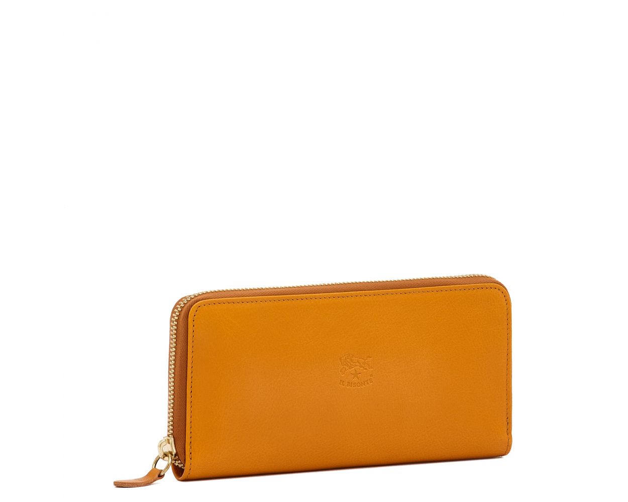 Women's Zip Around Wallet in Soft Vegetable-Tanned Cowhide Leather - Honey