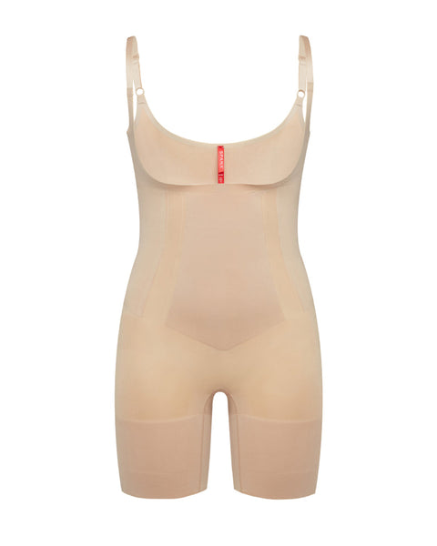 ONCORE OPEN-BUST MID-THIGH BODYSUIT - SOFT NUDE