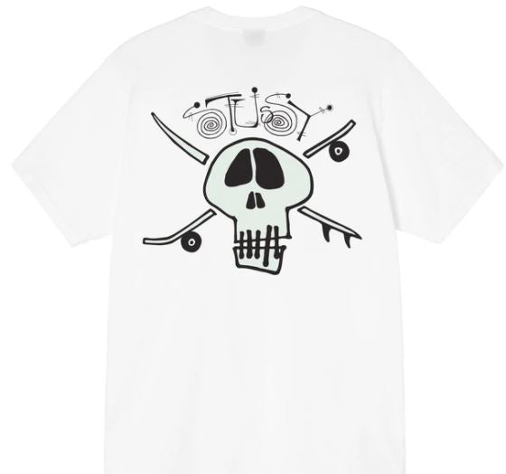 STUSSY SURF SKATE SKULL TEE- WHITE