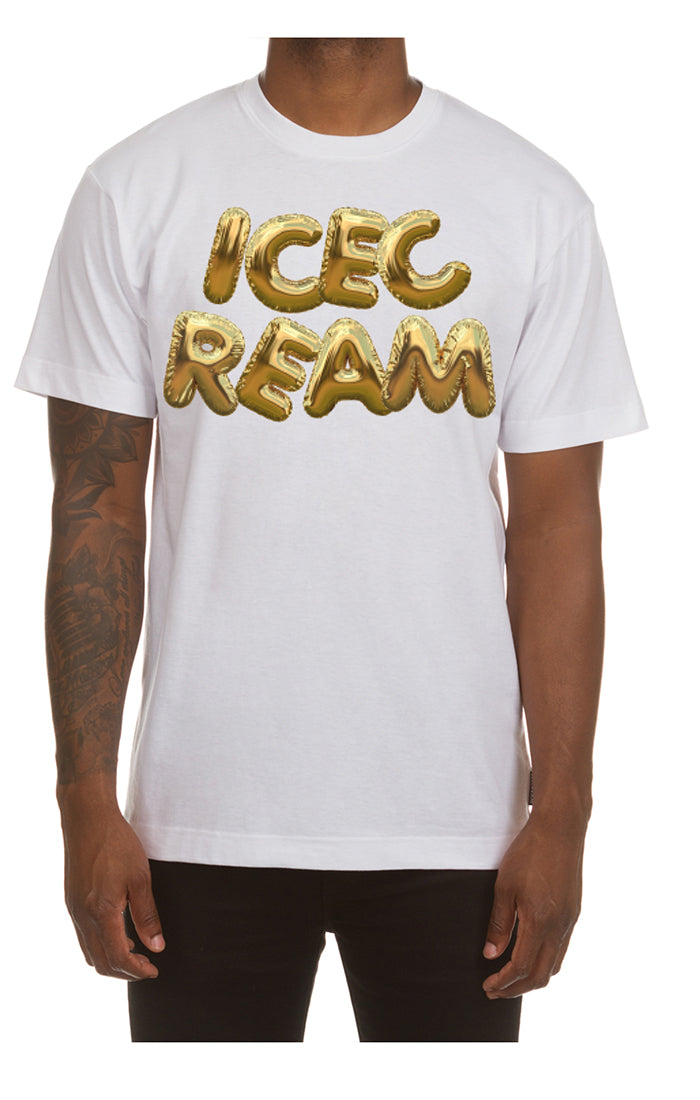 GOLD PLATED SS TEE - WHITE