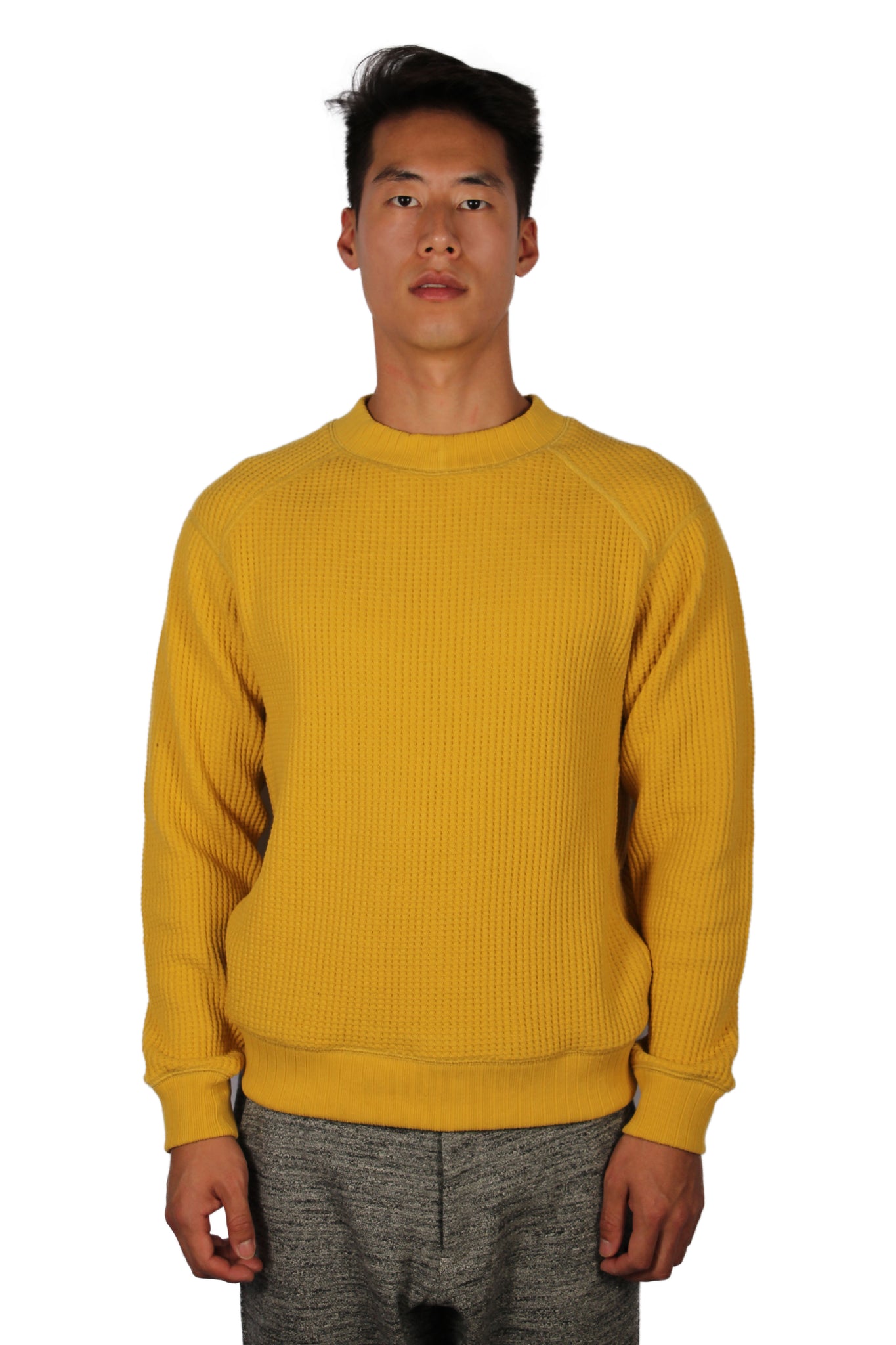 WAFFLE MIDNECK BIG WAFFLE JERSEY SWEATSHIRT DULL YELLOW