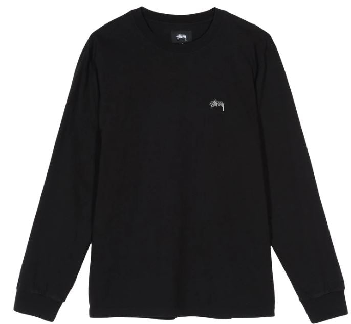 STUSSY STOCK LOGO LS CREW- BLACK