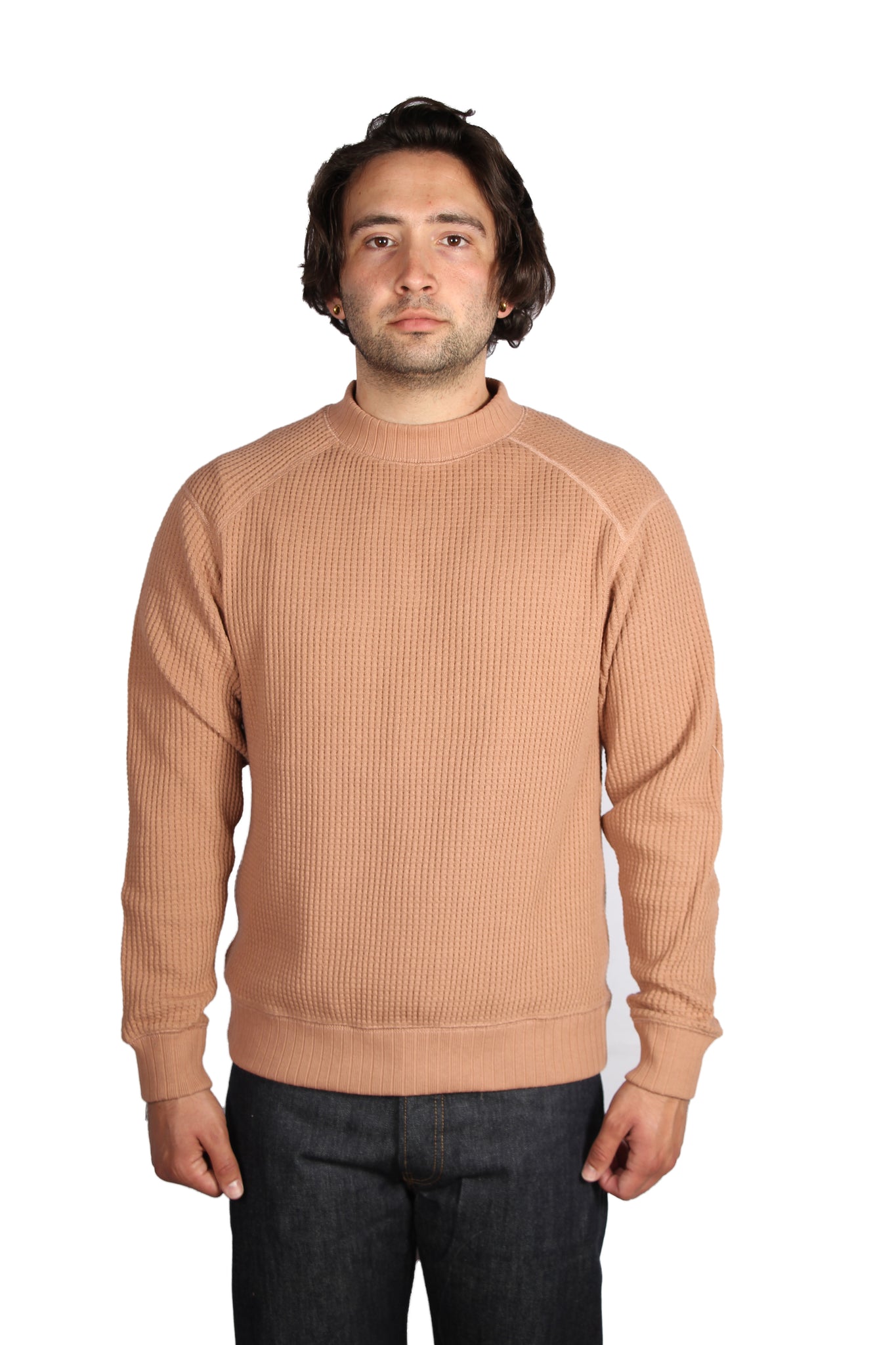 WAFFLE MIDNECK BIG WAFFLE JERSEY SWEATSHIRT - CAMDEN BRICK – COSMOTOG