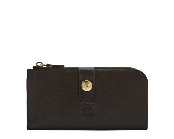 Women's Continental Wallet in Cowhide Double Leather - Black