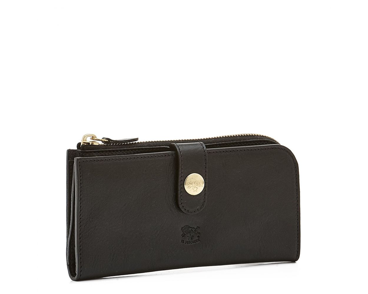 Women's Continental Wallet in Cowhide Double Leather - Black