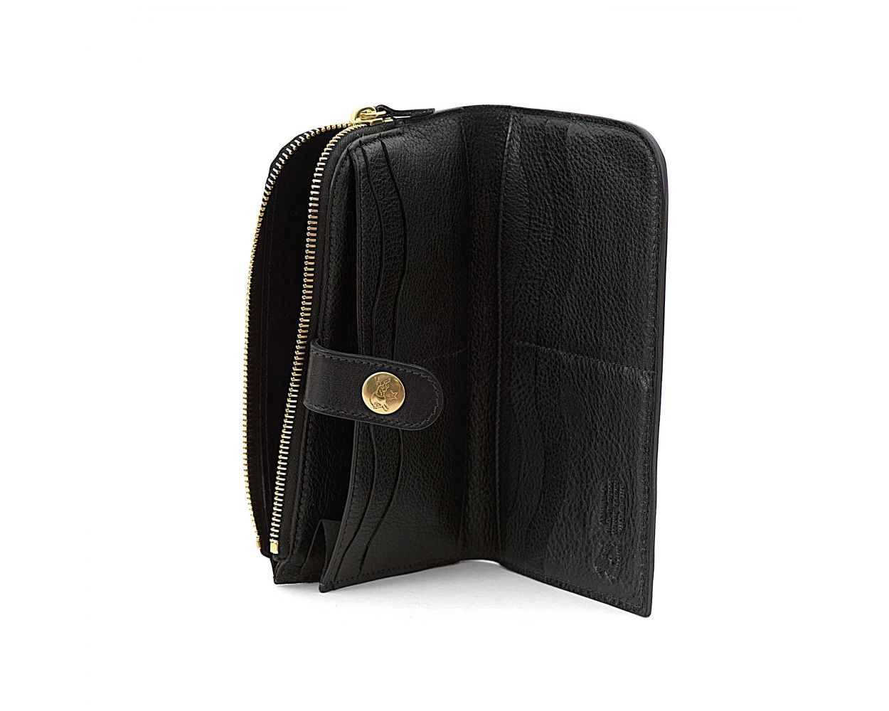 Women's Continental Wallet in Cowhide Double Leather - Black