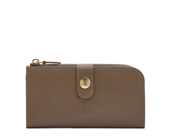 Women's Continental Wallet in Cowhide Double Leather - Light Grey