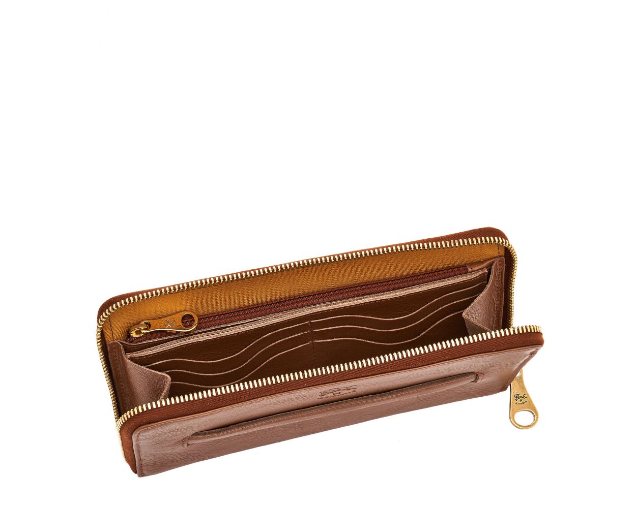 Women's Zip Around Wallet in Soft Vegetable-Tanned Cowhide Leather color - Salina line SZW045 - Chocolate